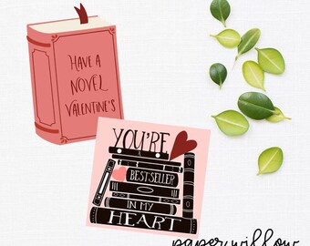 Novel Valentine Cards-DIY Printable-Holiday Card-INSTANT DOWNLOAD-Holidays-Valentine