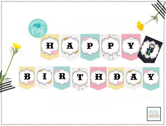 Sugar Skull Birthday Banner Instant Download Diy Party Decor By