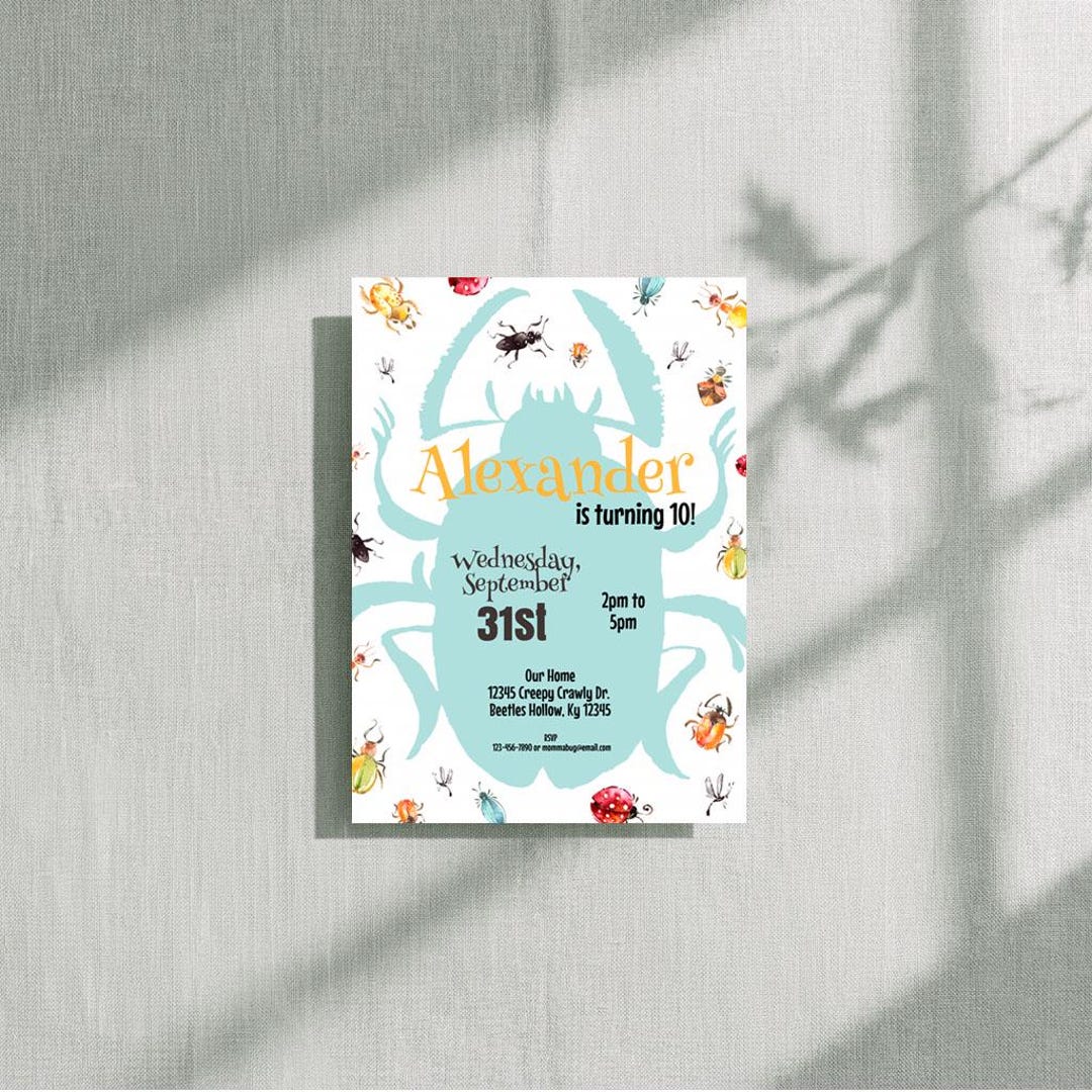 Bugging Out Birthday Party Invitation, Printable and Editable Using ...
