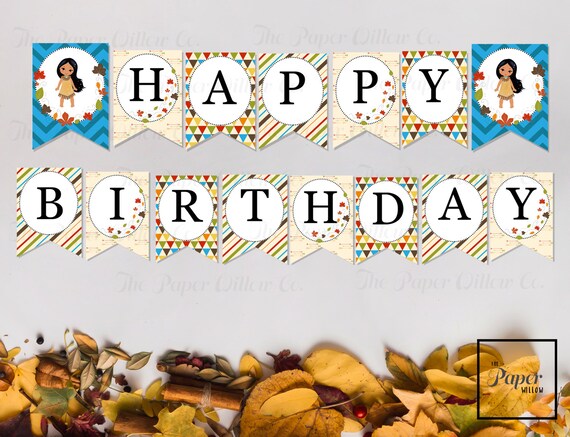 Pocahontas Banner Birthday Banner Instant Download Editable Pdf