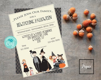 A Bewitching Halloween-Printable Invitation-Party Invite-INSTANT DOWNLOAD-Editable File-Print Yourself-Halloween-Family-Witch