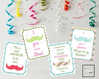 Mustache Valentine-DIY Printable-Holiday Card-INSTANT DOWNLOAD-Holidays-Valentine-Mustache