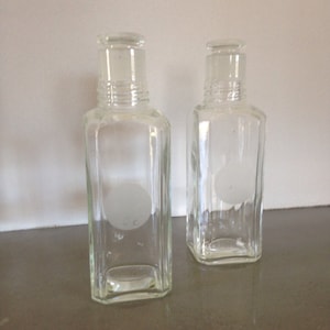 vintage lab flask bottles glass stopper square bottom