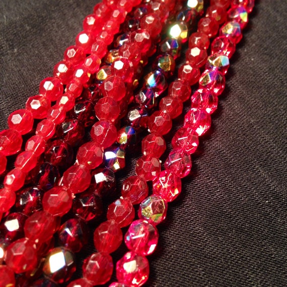 vintage red lucite beaded choker and matching ear… - image 7