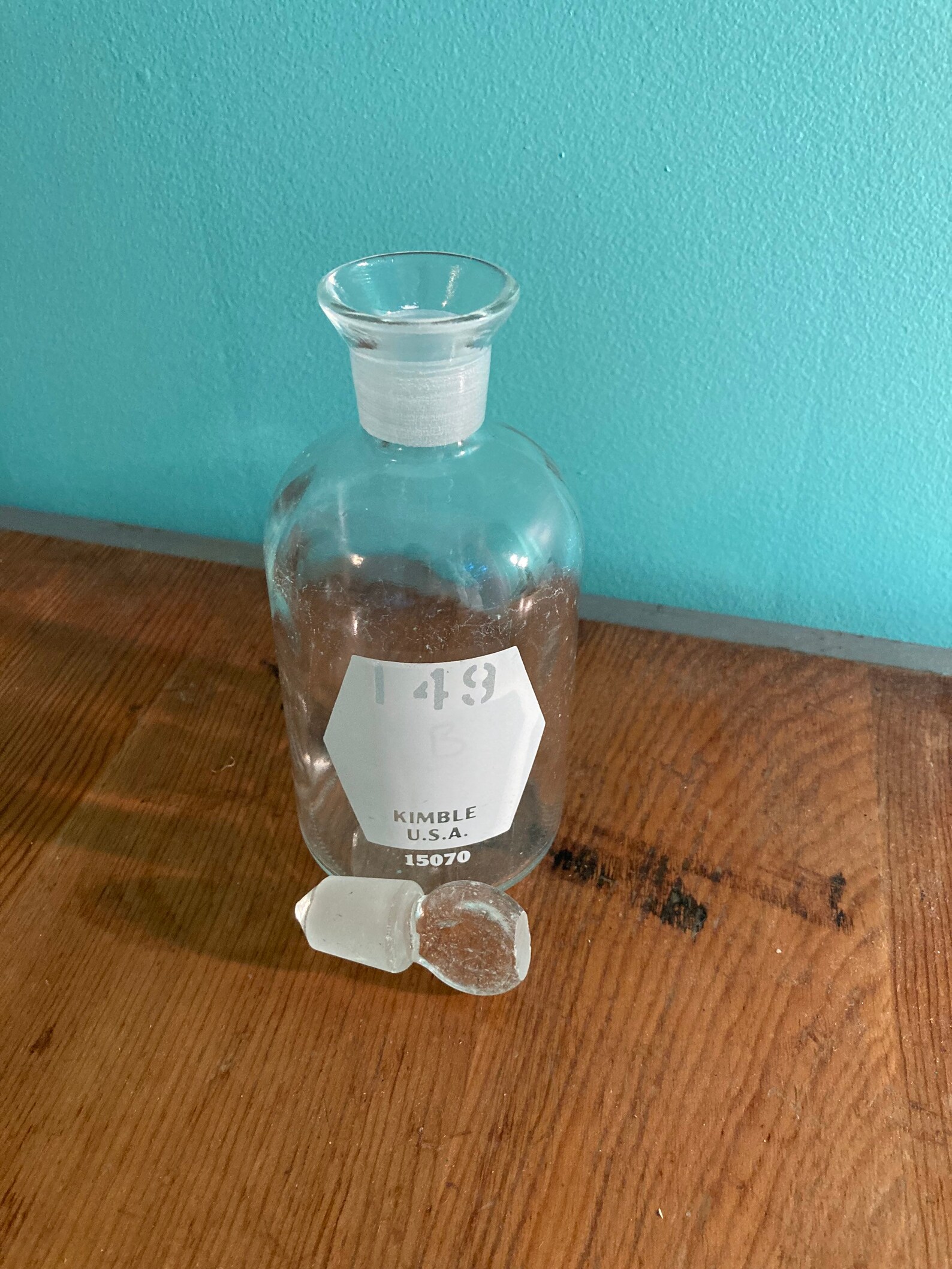 Vintage Glass Bottle Chemistry Laboratory Ground Glass Stopper Etsy UK