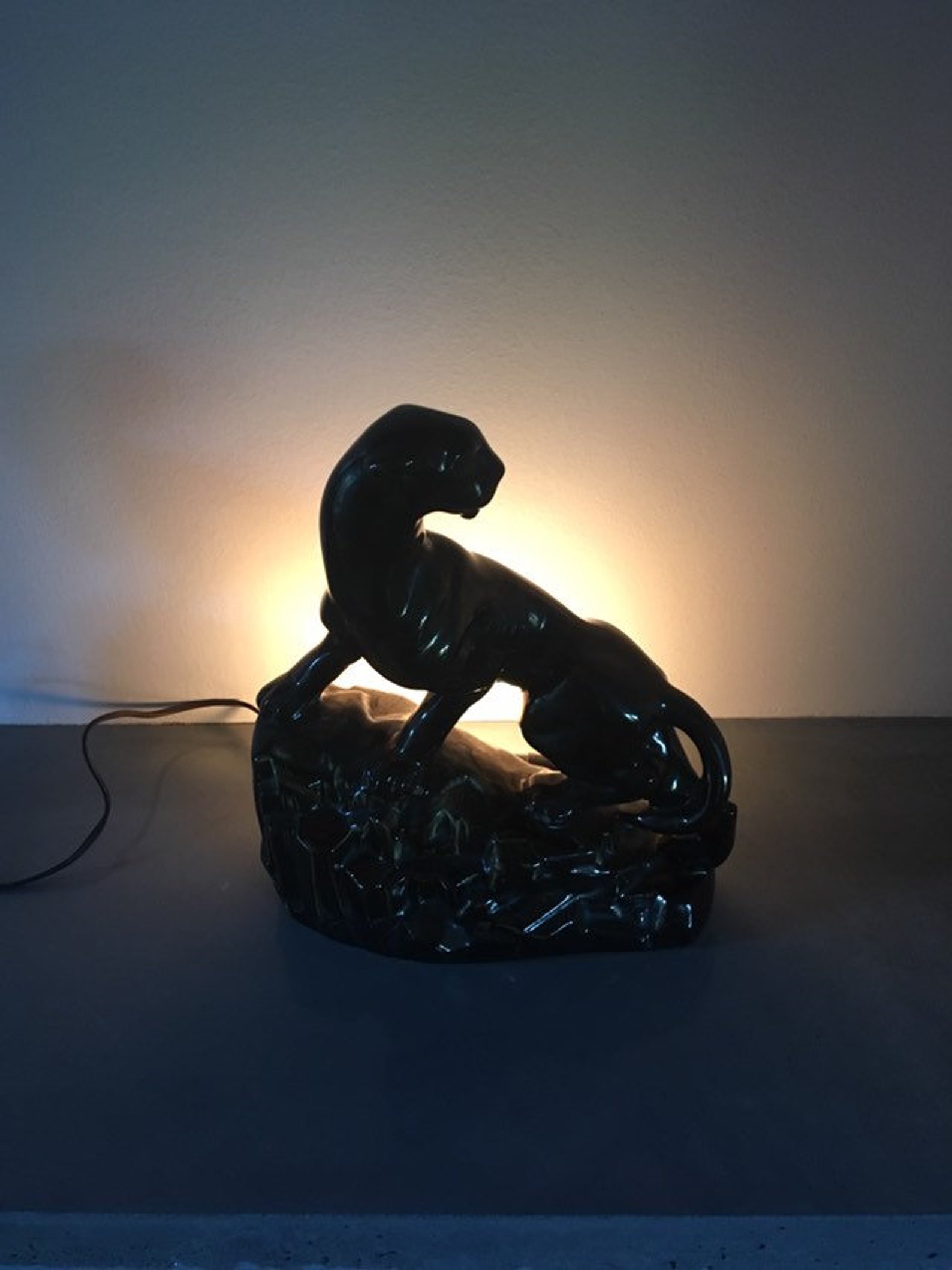 Vintage Panther Lamp Tv Light Etsy