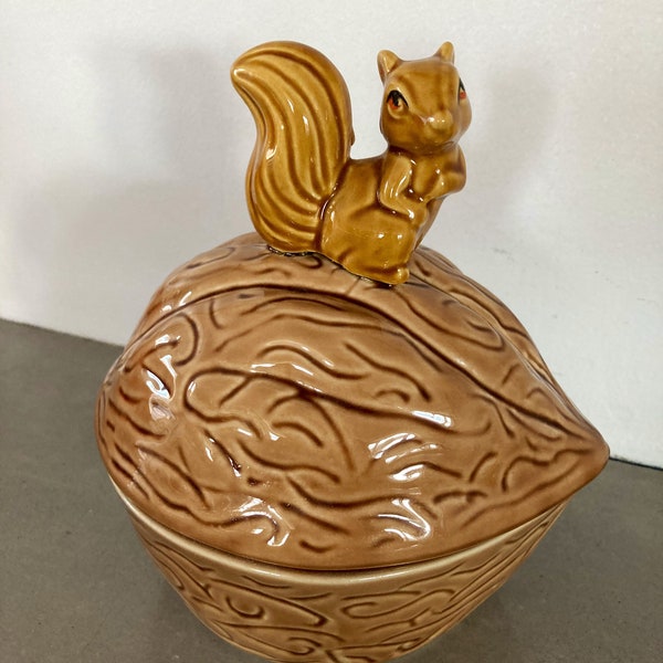 vintage squirrel and nut candy dish