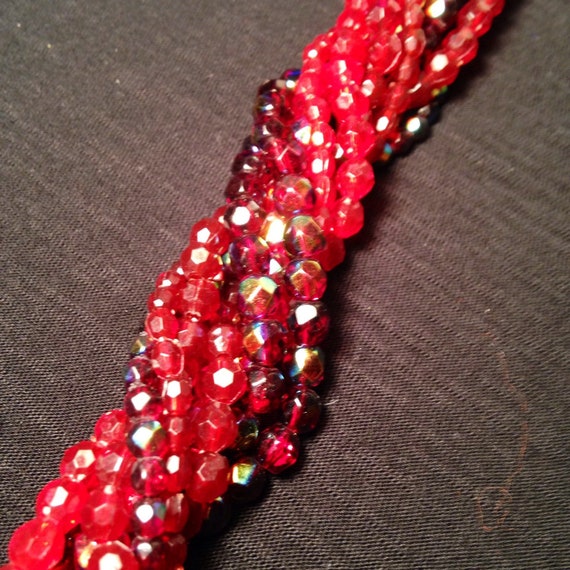 vintage red lucite beaded choker and matching ear… - image 6