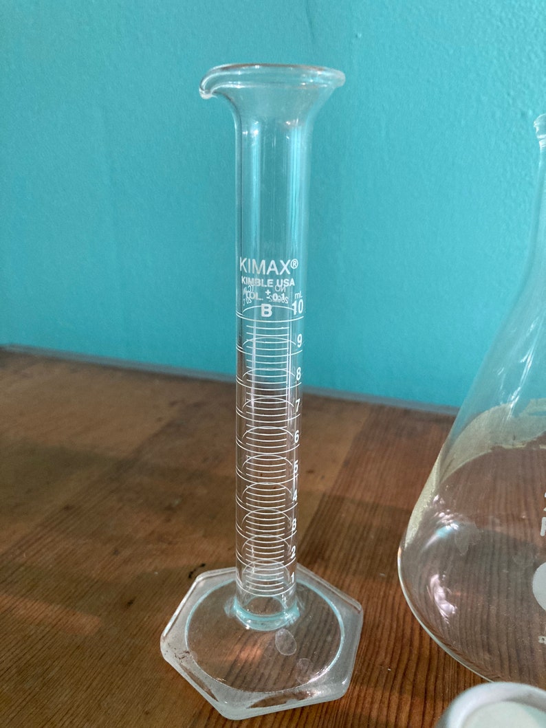 Vintage Lab Glass Beaker Cylinder Crucibles Flask Etsy