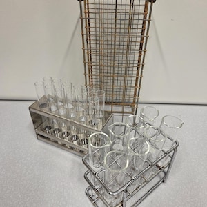 laboratory test tube racks with test tubes