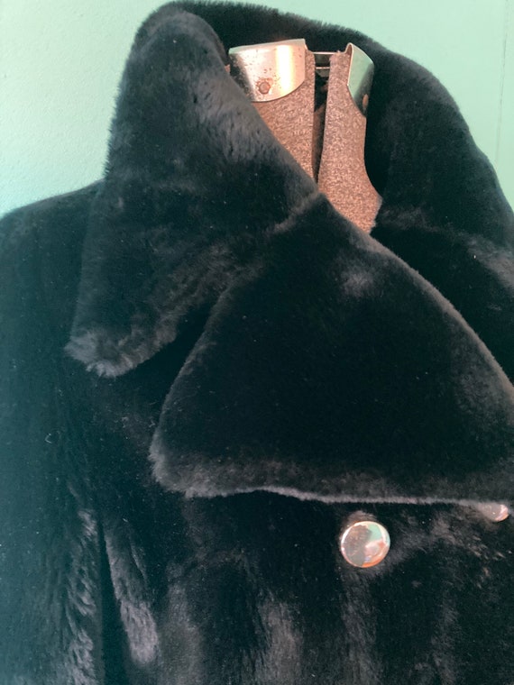 vintage black faux fur coat - image 4