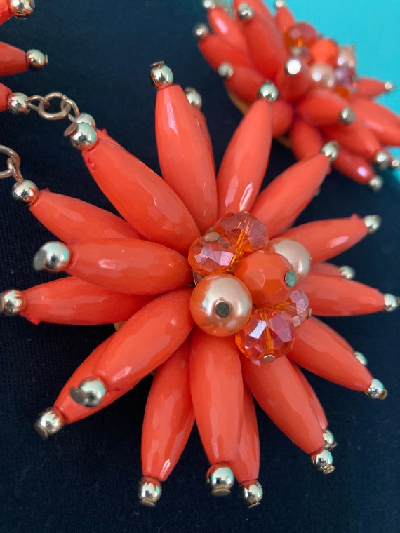 vintage necklace orange flowers 70s - image 7