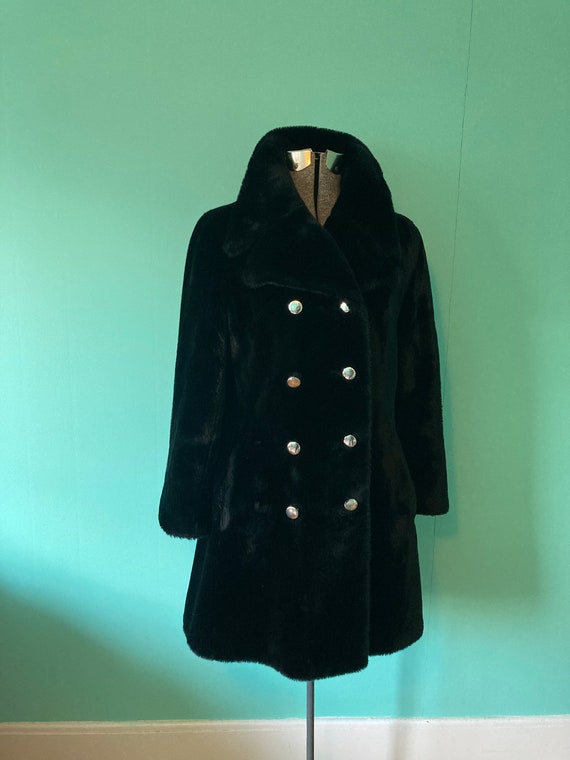 vintage black faux fur coat - image 1