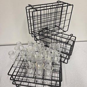 laboratory test tube racks with test tubes