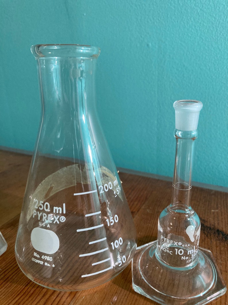 Vintage Lab Glass Beaker Cylinder Crucibles Flask Etsy