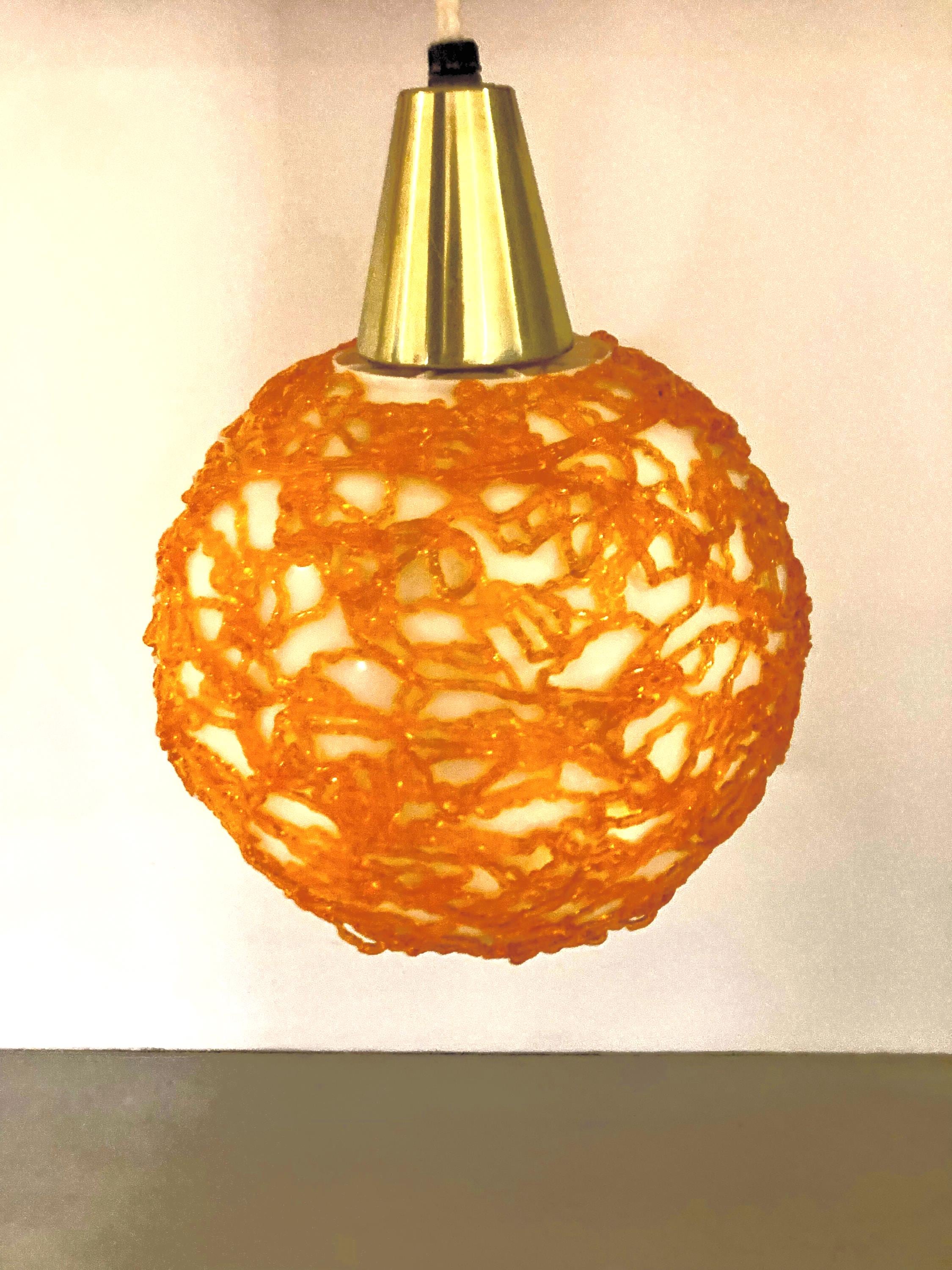 50s- Spaghetti Pendant Light スパゲッティランプ Midcentury Orange Lucite Spaghetti Pendant Lights – Cook