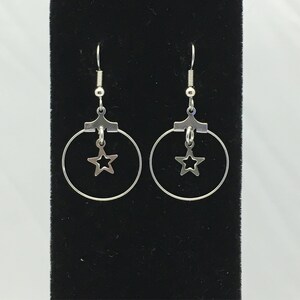 Tiny Star Stainless Steel Floating Hoop & Dangle Earrings