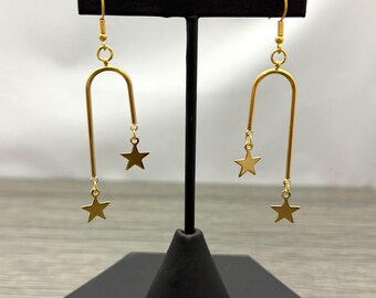 Dangling Stars Gold Plated Stainless Steel Cascading Earrings
