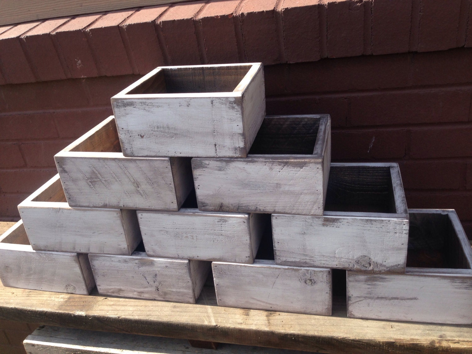 Rustic Wedding Centepiece Flower Boxes Set of TenTable Etsy