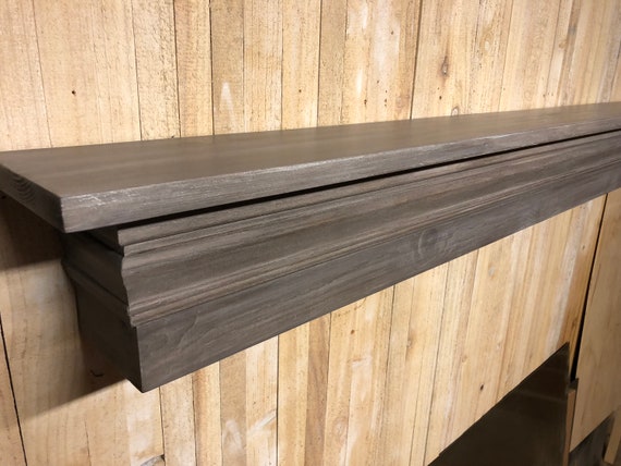 Driftwood Finish Floating Mantel Shelf Made From Reclaimed Etsy