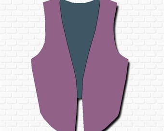 DIY M women's vest. PDF pattern made in full size for print on A4 paper ( usual printer paper size)