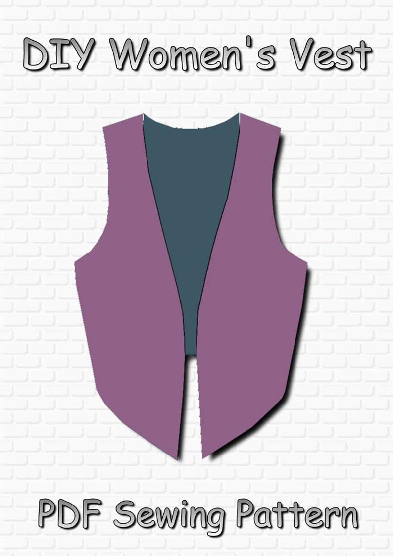 DIY M women's vest. PDF pattern made in full size for print on A4 paper usual printer paper size image 1