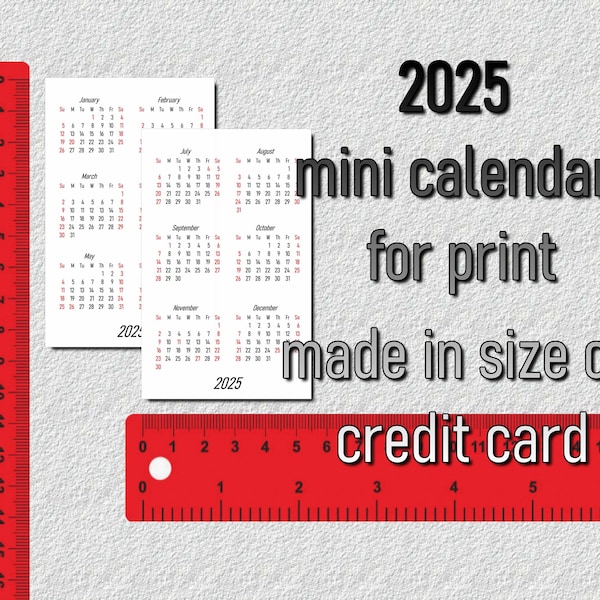 Business Card Size Calendar Etsy