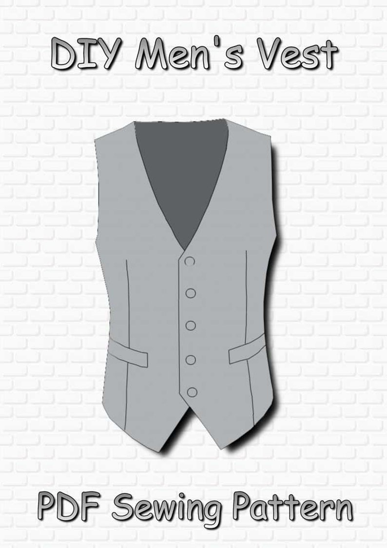 DIY M men's vest sewing pattern, made in full size for print on A4 paper usual printer paper size image 1