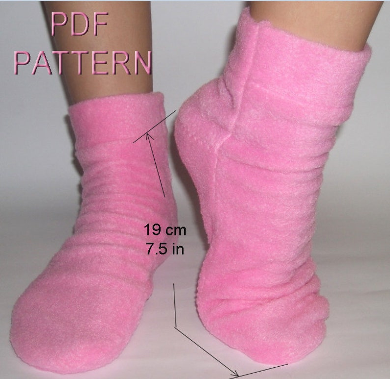 DIY socks PDF pattern for sewing fleece socks in size 19 cm Etsy
