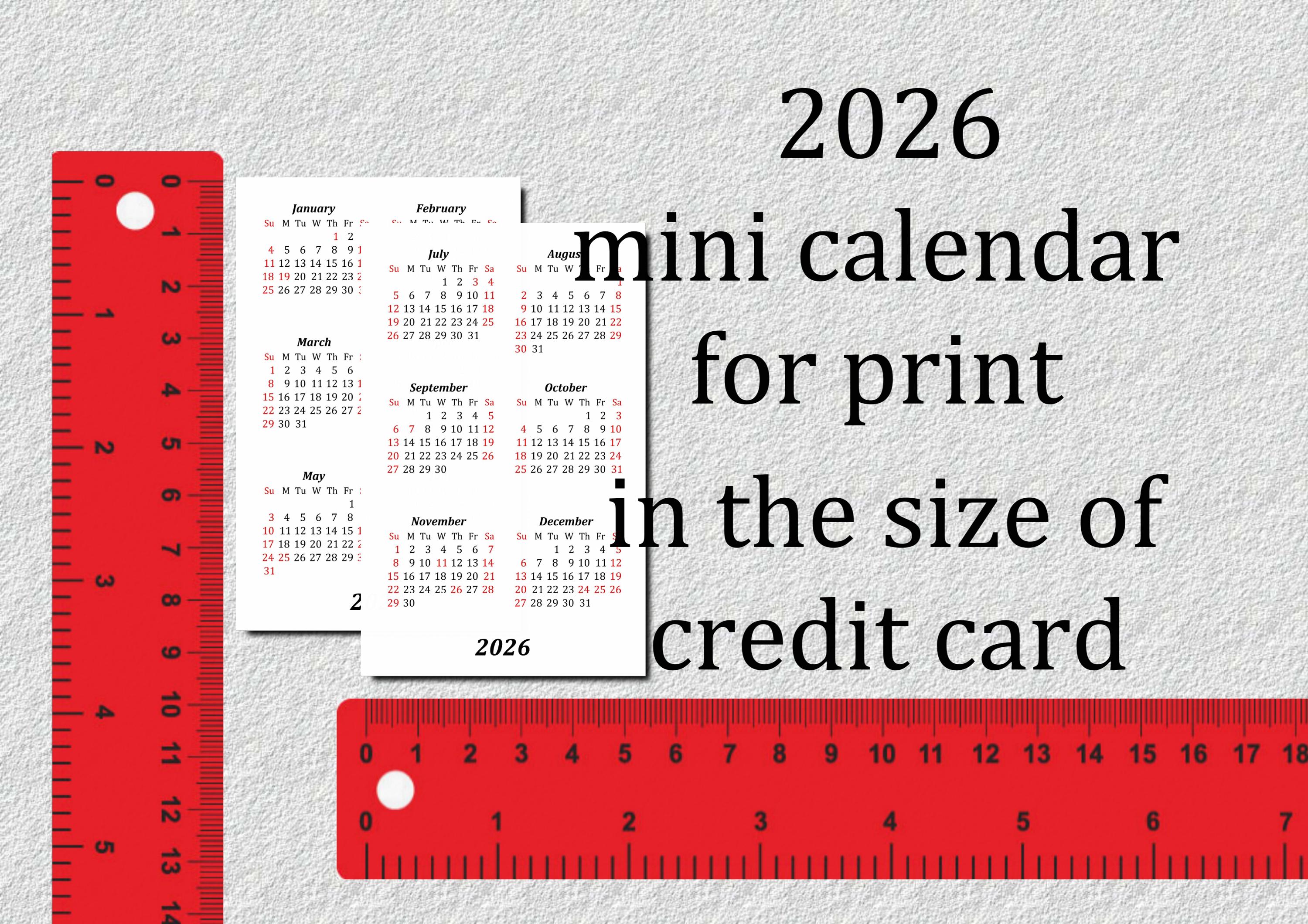 2026 Mini Calendar: Credit Card Size, Printable PDF & JPG (digital