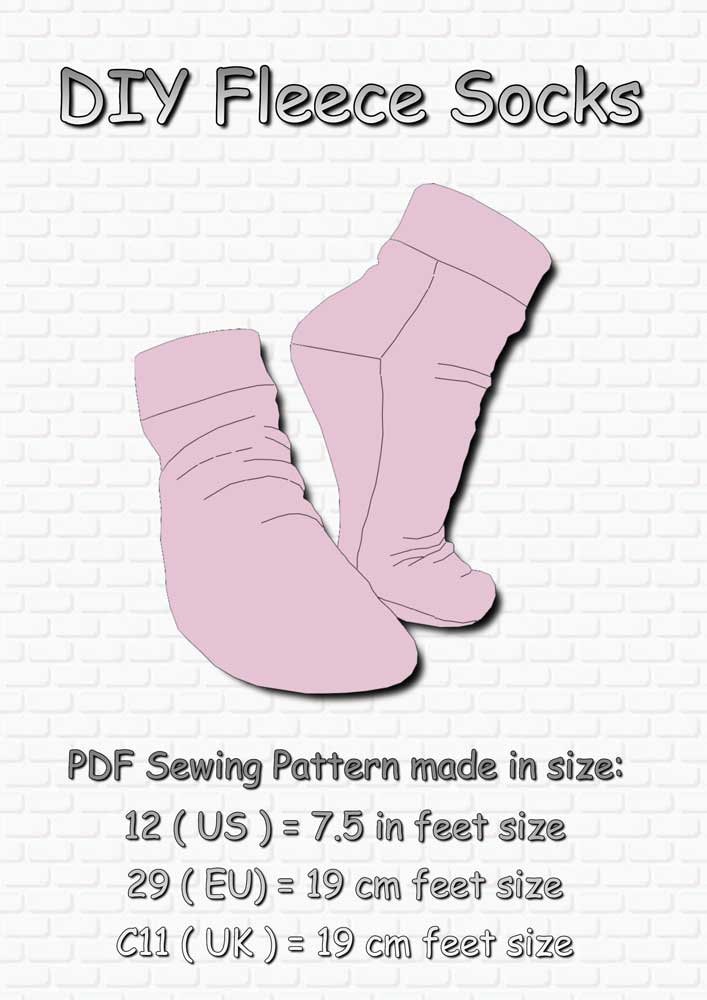 DIY 7.5 Inches Fleece Socks, PDF Pattern for Sewing Fleece Socks, Made in Full Size for Print on A4 Paper Usual Printer Paper Size. - Etsy