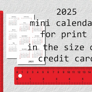 2025 mini calendar for print, made in the size of a credit card. Consolas font.