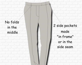 DIY, XXXL men's classic trousers, full size PDF pattern for sewing.