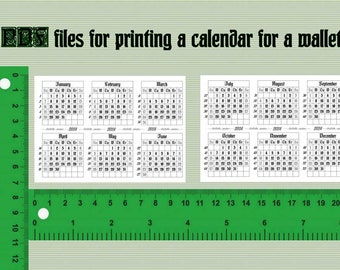 2024, Files for printing a calendar for a wallet.