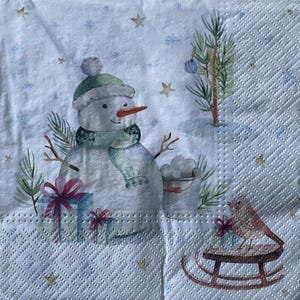 Winter Snowman Decoupage Paper Napkins - Set of 4 - lunch size