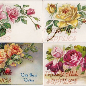 Vintage Rosen Postkarten Digitaler Download (PNG)