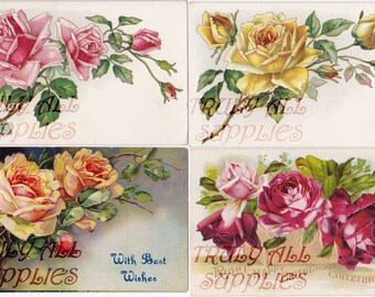 Postales vintage de rosas, descarga digital (PNG)