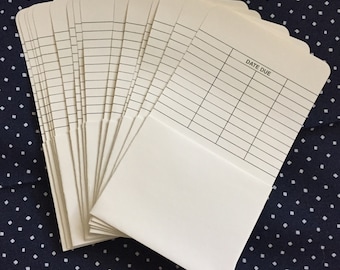 Vintage Library return book record keeping envelopes - set of 15