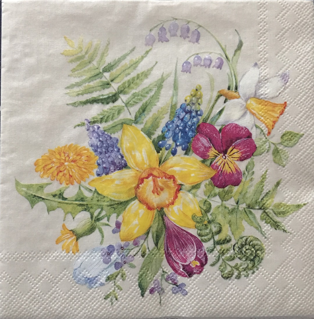 Paper Napkins Set of 4 Cocktail Paper Napkins for Decoupage Ephemera Etsy