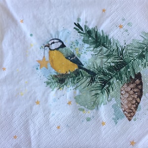Bird & Pine Branch Paper Napkins - Set of 4 lunch size