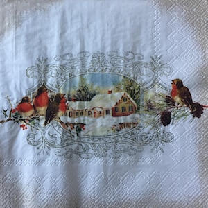 Winter Robin Paper Napkins - Set of 4, lunch sizeCraft Ephemera