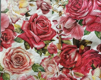 Paper Napkins - Set of 4 - MICHEL DESIGN WORKS - Ephemera for Decoupage, Scrapbooking, Card making, Collage