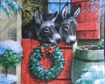 Servilletas de papel - Efímera para Decoupage, fabricación de tarjetas, collage y artesanías - juego de 4