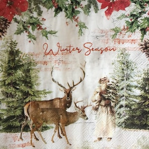 Tovaglioli di carta per decoupage - Natale - Babbo Natale - set da 4 - Ephemera per scrapbooking, creazione di biglietti, collage, decoupage, arte e artigianato alterati