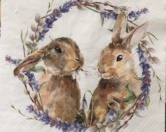 Papierservietten mit Hase: Ephemera, Set aus 4 Stoffen, Lunchgröße