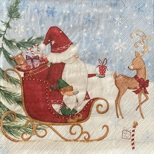 Santa Christmas Decoupage Paper Napkins - Set of 4