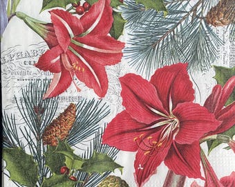 Servilletas de papel - Efímeras para decoupage, scrapbooking, tarjetas y manualidades - juego de 4