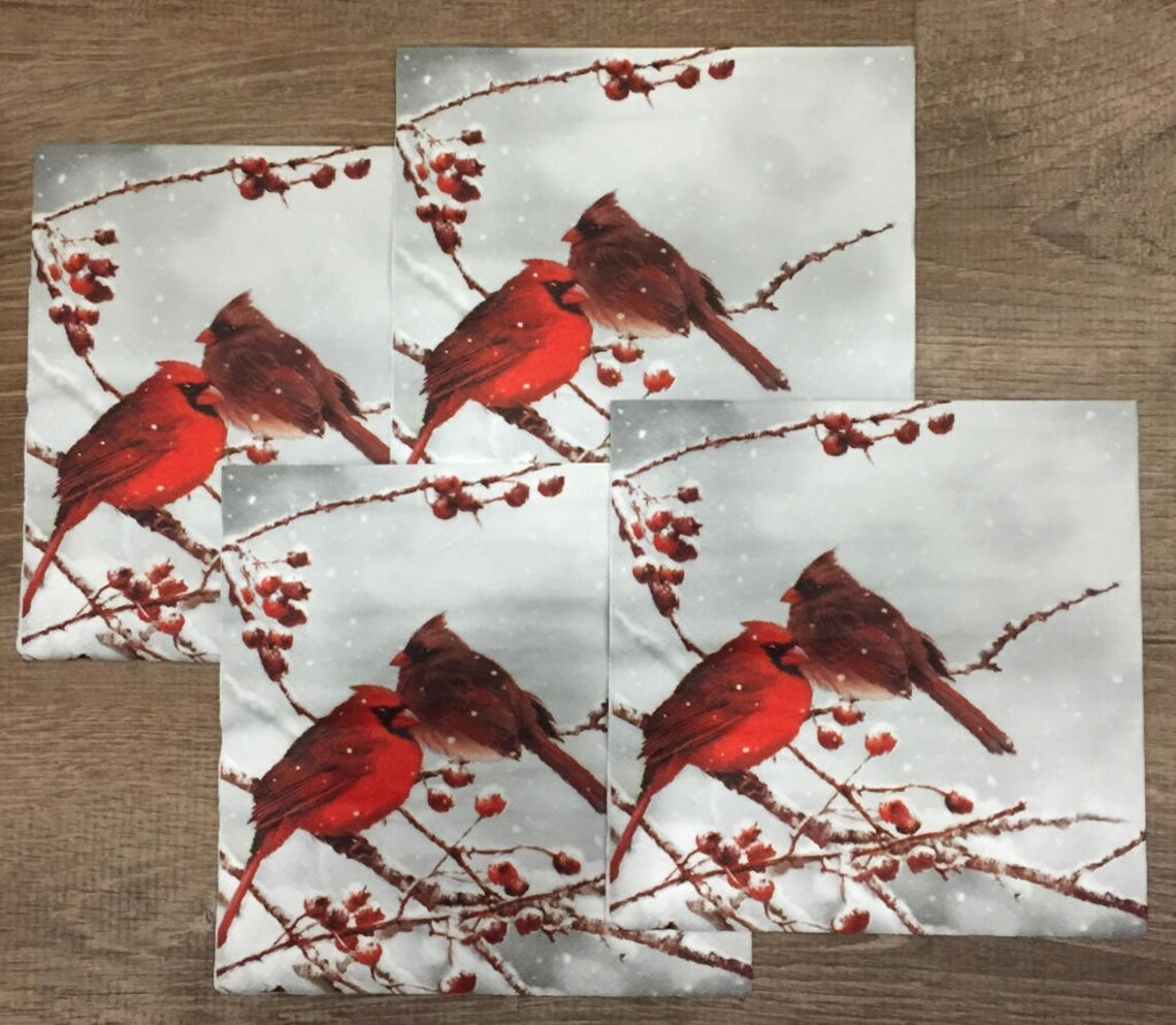 Decoupage Paper Napkins Winter Set of 4 Ephemera for Etsy