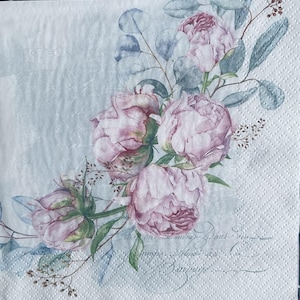 Floral Decoupage Paper Napkins: Ephemera, Junk Journal, Card Making - Set of 4 - lunch size