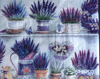 Lavender Decoupage Napkins: Paper Ephemera (Set of 4)- lunch size